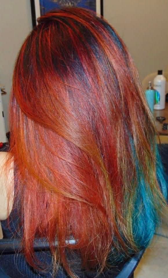 Vivid rainbow hair color Orlando salon